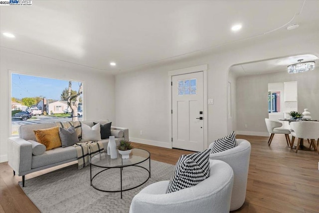 living room with wood-type flooring