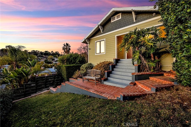 exterior space featuring a yard