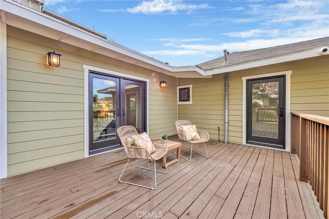 wooden deck with french doors