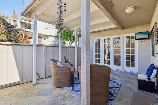 view of patio / terrace featuring french doors