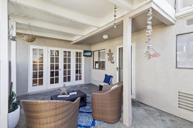 view of patio / terrace featuring french doors