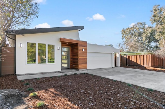 contemporary home with a garage