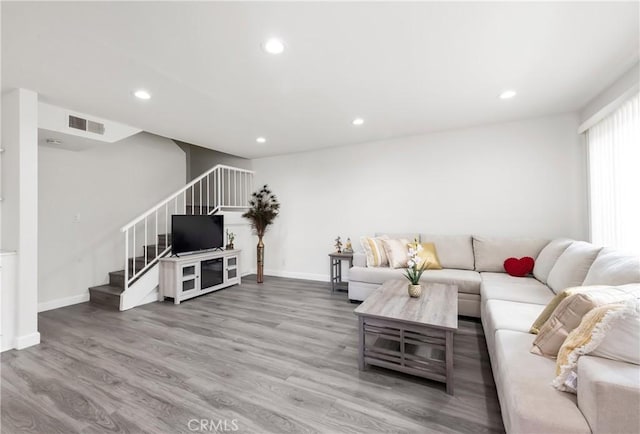 living room featuring wood-type flooring