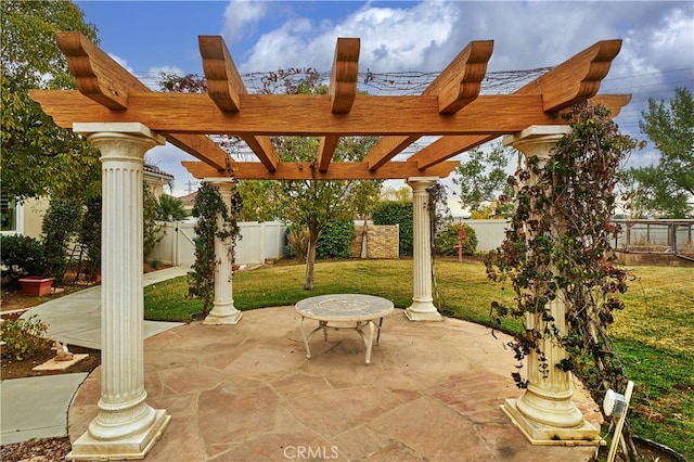 view of patio / terrace featuring a pergola