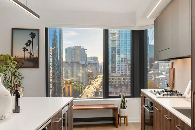 kitchen with oven and stainless steel gas cooktop