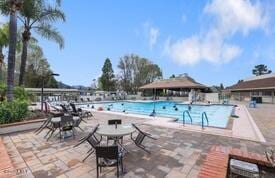 view of swimming pool with a patio area