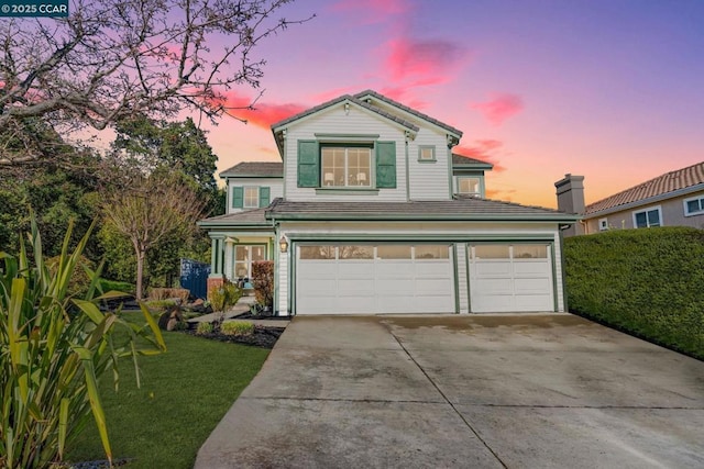 view of property featuring a garage