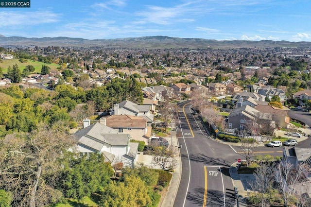 drone / aerial view with a mountain view