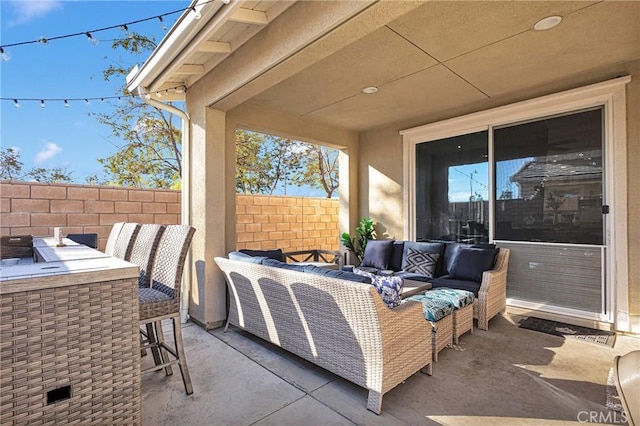 view of patio with outdoor lounge area