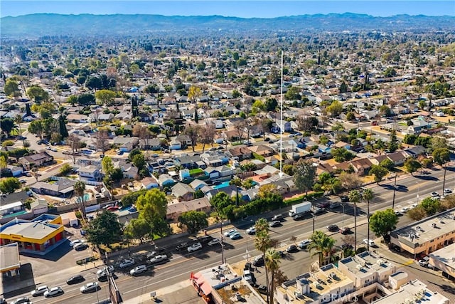 drone / aerial view with a mountain view