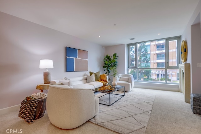 view of carpeted living area