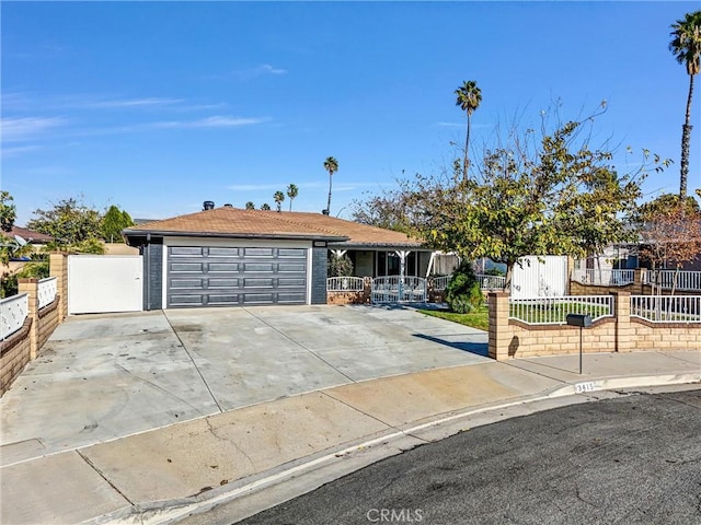 single story home with a garage