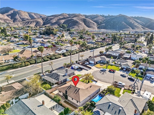 aerial view with a mountain view