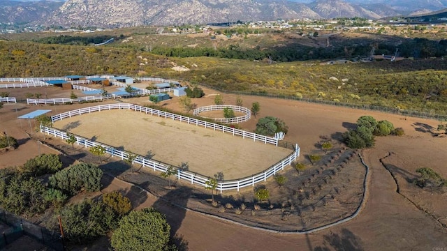 aerial view with a rural view and a mountain view