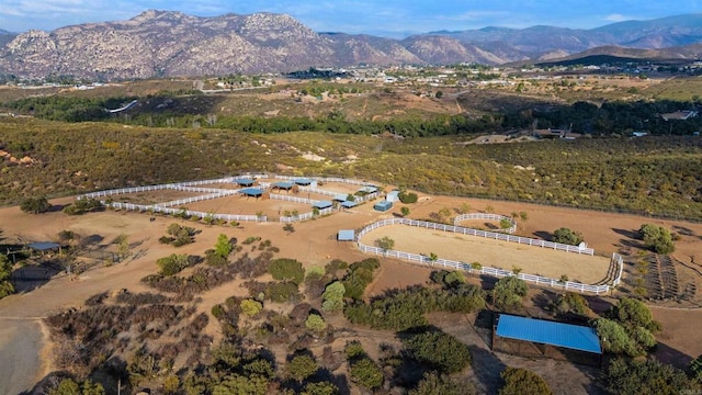 birds eye view of property featuring a mountain view