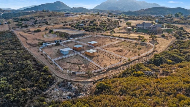 aerial view with a rural view and a mountain view