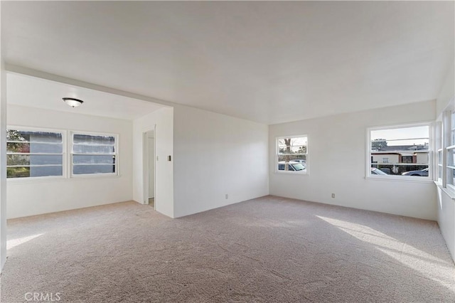 unfurnished room with light carpet