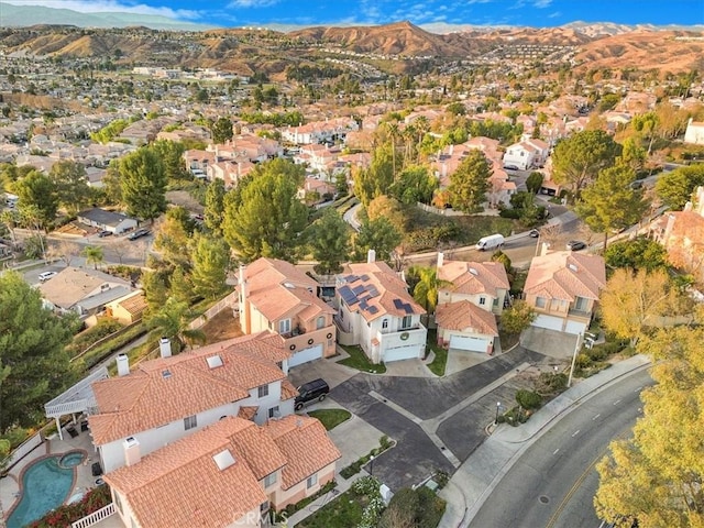 aerial view with a mountain view