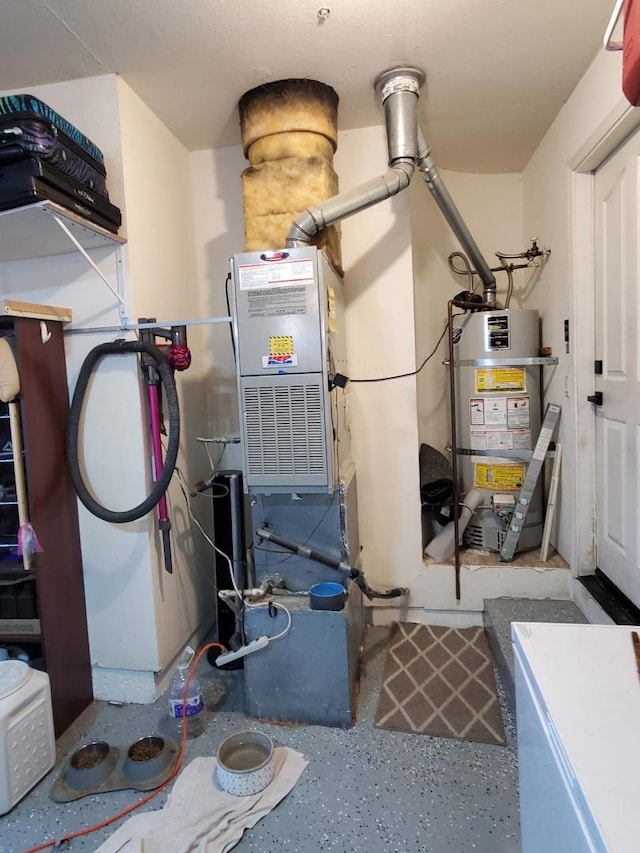 utility room featuring secured water heater