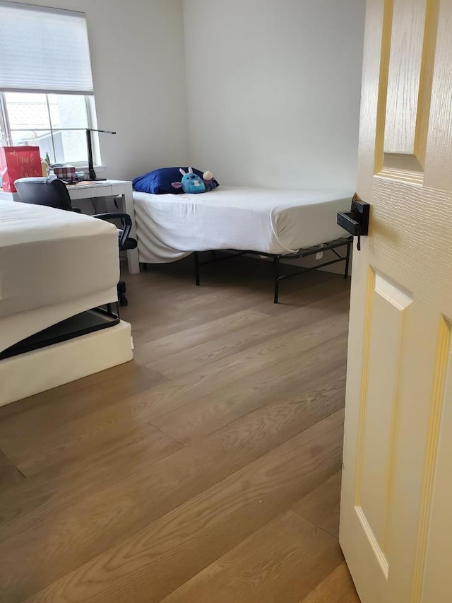 bedroom with wood-type flooring