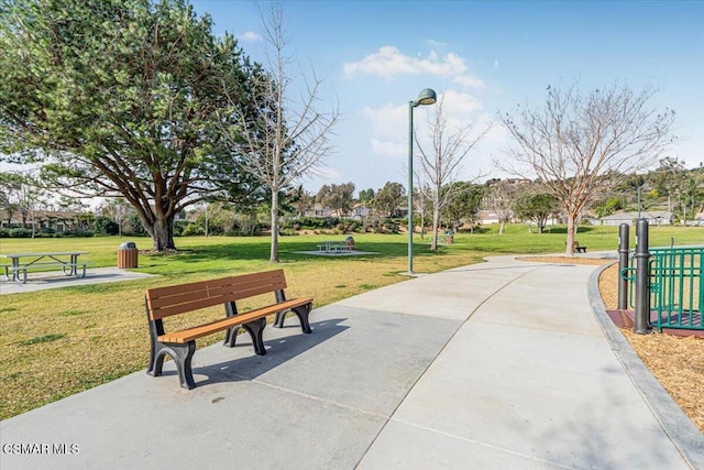 view of community featuring a lawn