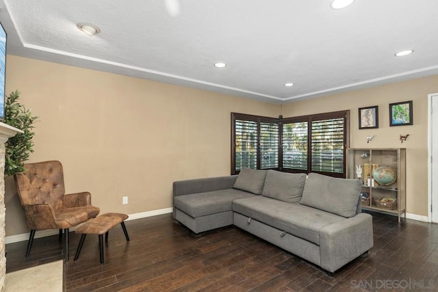 living room featuring dark hardwood / wood-style floors