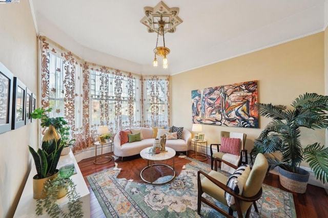 living area featuring hardwood / wood-style floors