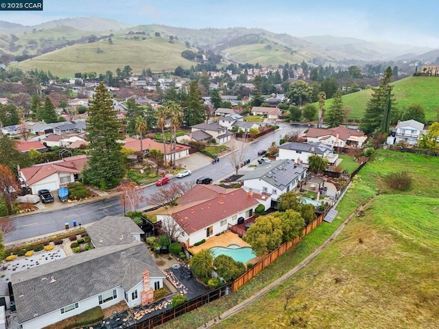 aerial view with a mountain view