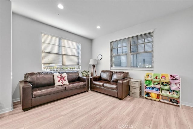 living room with light wood-type flooring