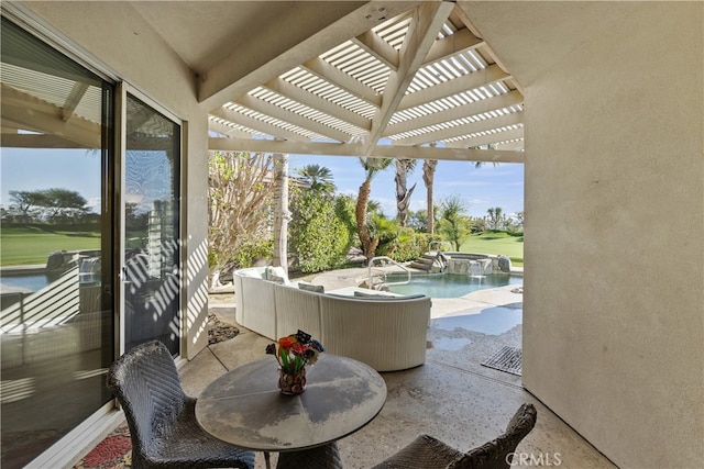 view of patio featuring a pergola