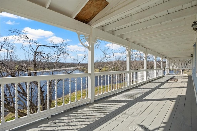 deck with a water view