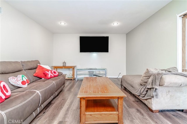 living room with hardwood / wood-style flooring