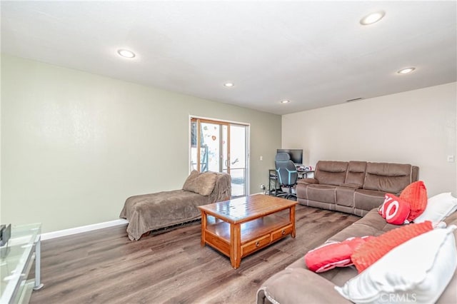 living room with wood-type flooring