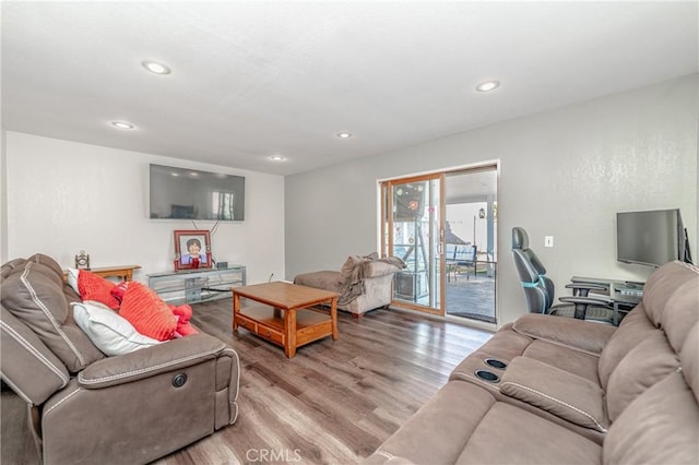 living room featuring light hardwood / wood-style floors