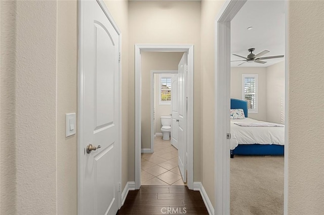 hallway featuring light hardwood / wood-style flooring and plenty of natural light