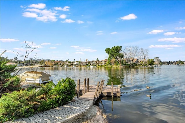 dock area featuring a water view