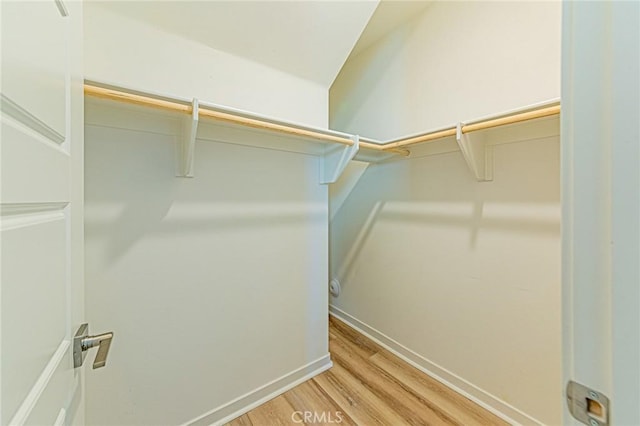 walk in closet with light wood-type flooring