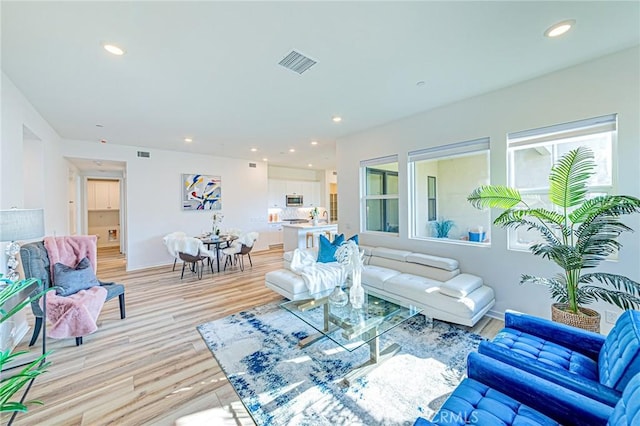 living room featuring light hardwood / wood-style flooring