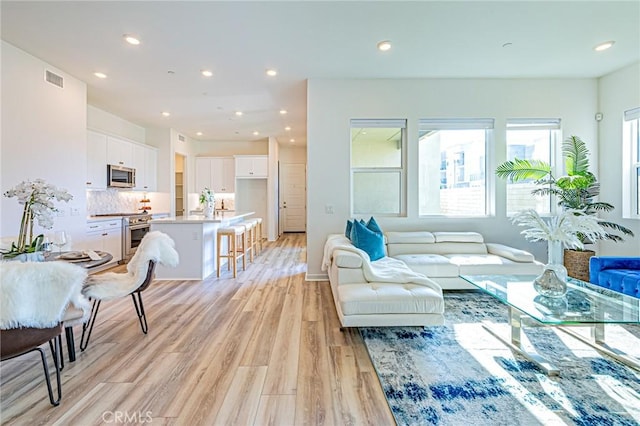 living room featuring light hardwood / wood-style floors