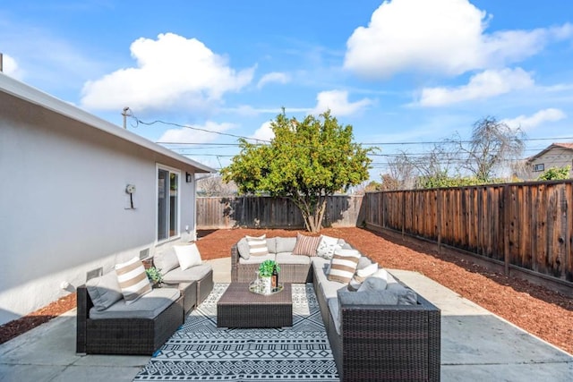 view of patio featuring an outdoor living space