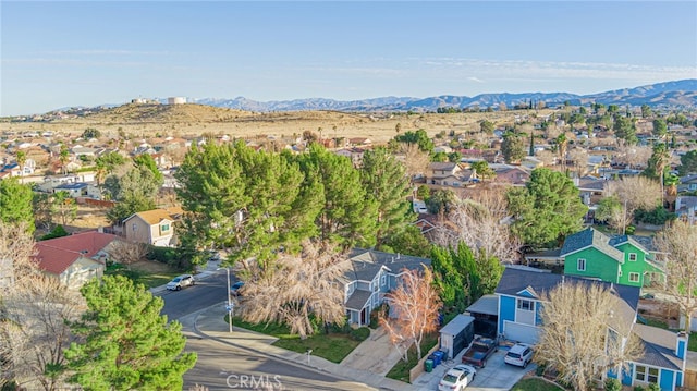 aerial view featuring a residential view and a mountain view