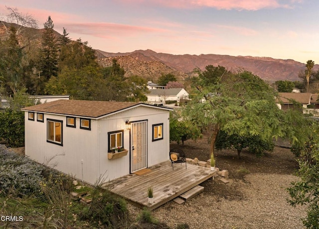 exterior space with a mountain view