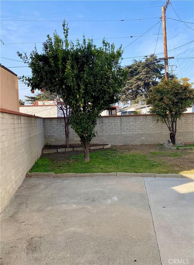 view of yard featuring a patio and fence private yard