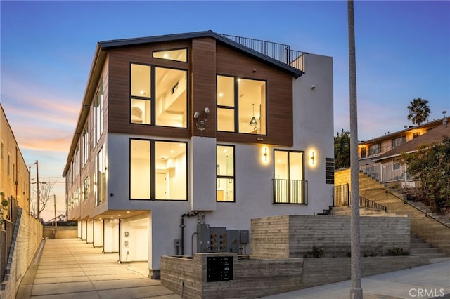 exterior space featuring a garage