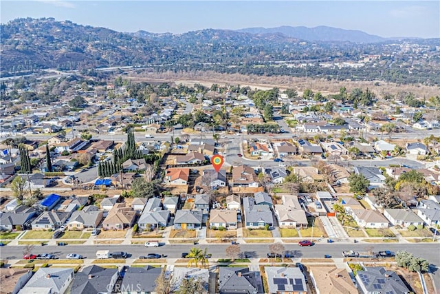 drone / aerial view with a mountain view