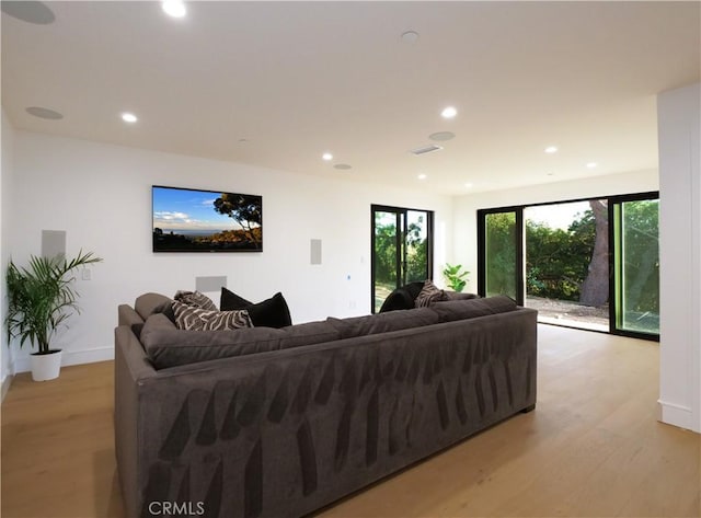 living room with light wood-type flooring