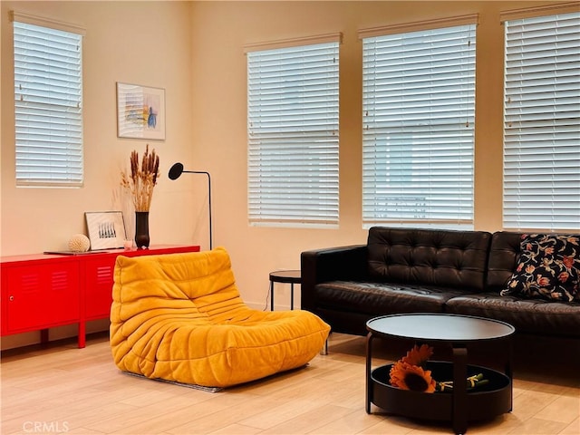 living room featuring light wood-type flooring