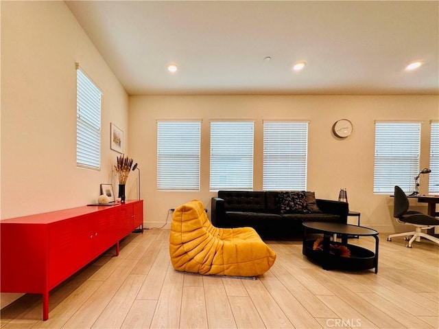 living room with hardwood / wood-style flooring