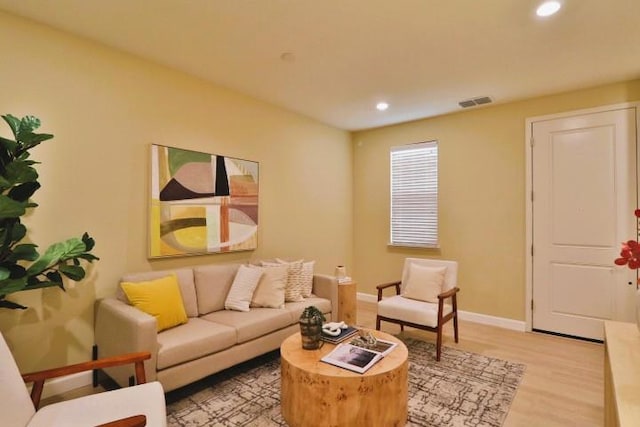 living room featuring light hardwood / wood-style floors