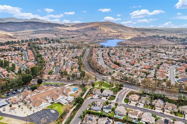 bird's eye view with a mountain view